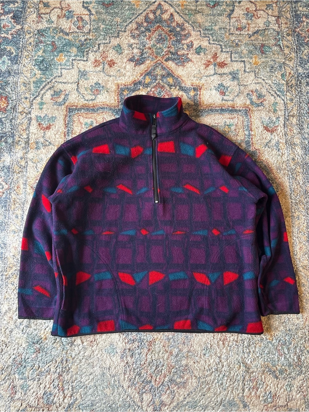Vintage Roughdress Aztec 1/3 Zip-up Fleece Large - Picture 1 of 5